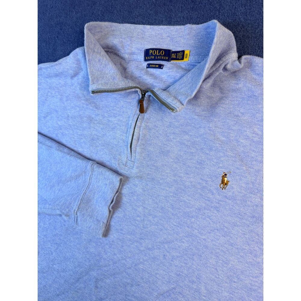 Polo Ralph Lauren Estate Rib Men’s 3XLT Gray Quarter Zip Pony Pullover